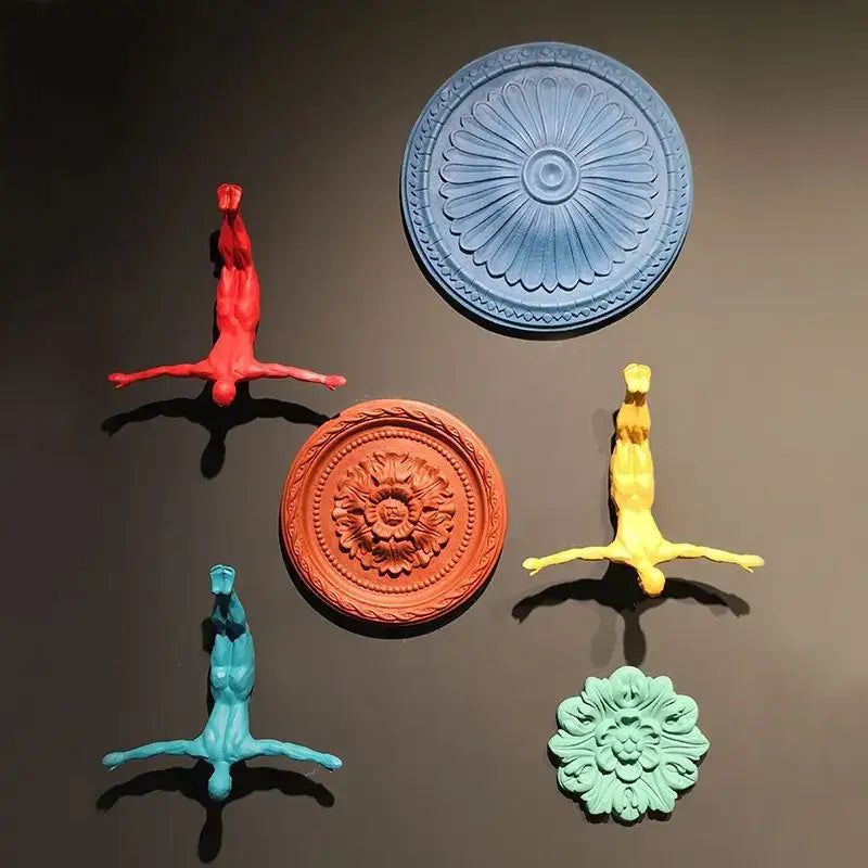 Industrial yellow bungee jumper wall sculpture living room decor