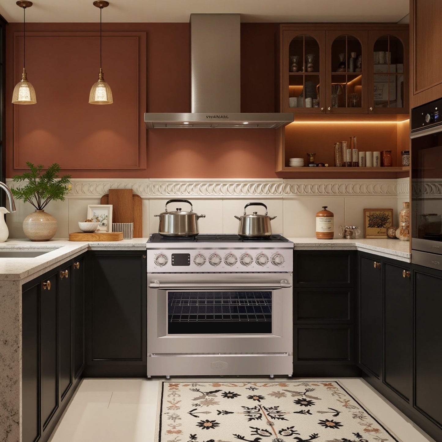 36” Freestanding Gas Range with 6 Sealed Burners Cooktop, Natural Gas/LP Convertible - AK-G36N05A-BS