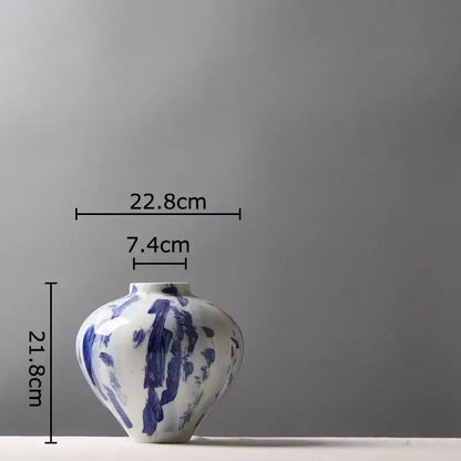 Ink style blue & white ceramic vase set living room decor