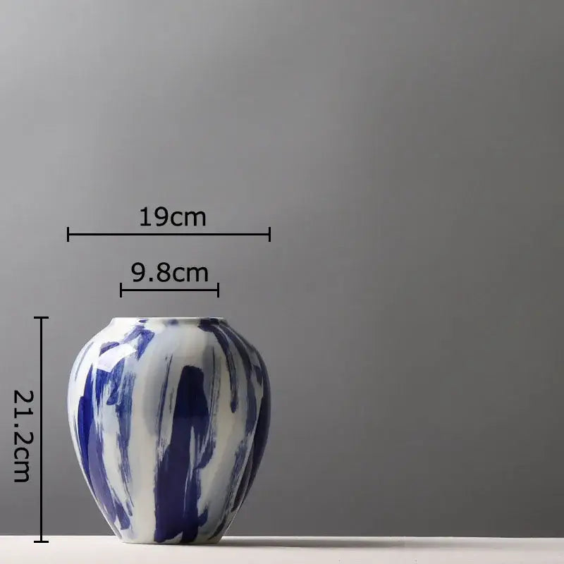 Ink style blue & white ceramic vase set living room decor