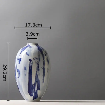Ink style blue & white ceramic vase set living room decor