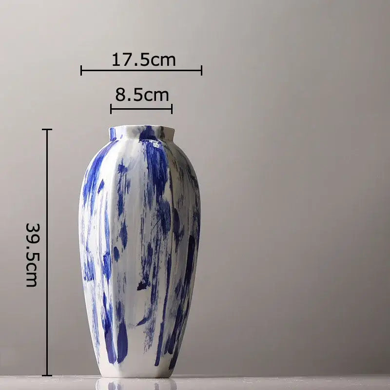 Ink style blue & white ceramic vase set living room decor