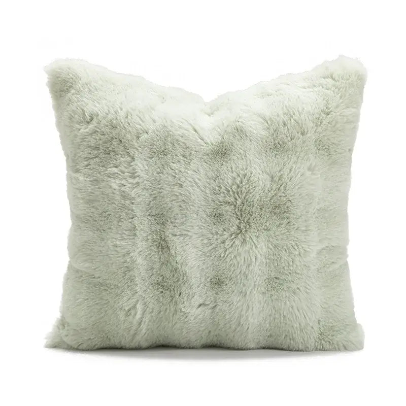 Ins wind matcha green faux fur throw pillow living room decor