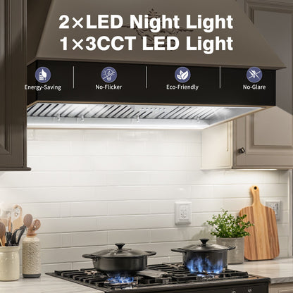 42" Range Hood Insert, 1200 CFM Stainless Steel Ducted Vent Hood Insert with Dimmable LED Lights - NX-19IS-42