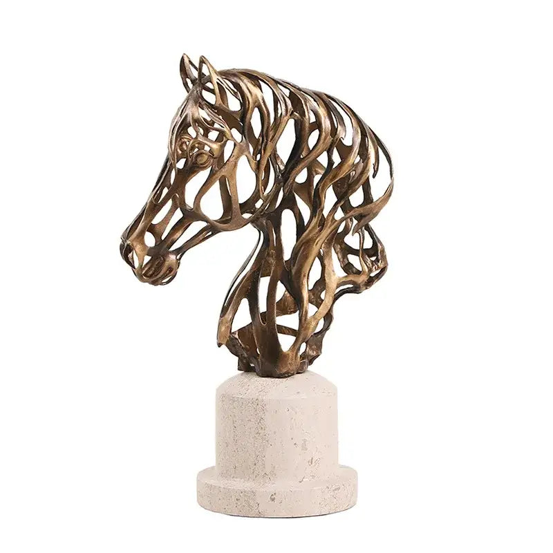 Intricate bronze metal horse decoration for living room sculpture