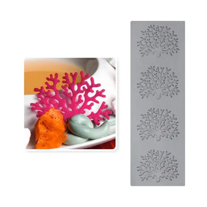 Intricate coral branch leaf silicone mold light blue kitchen tool