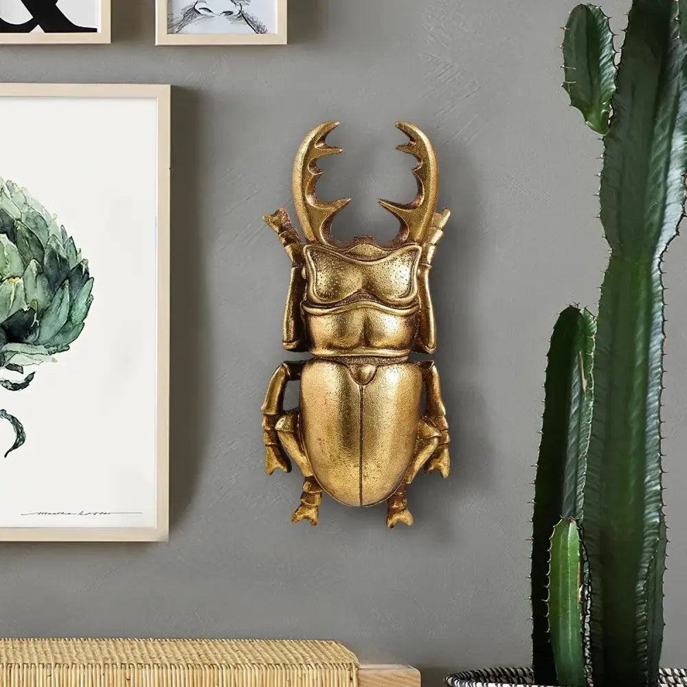 Intricate golden beetle resin handicrafts living room wall decor