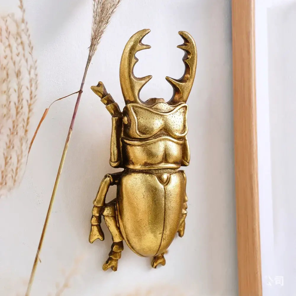 Intricate golden beetle resin handicrafts living room wall decor