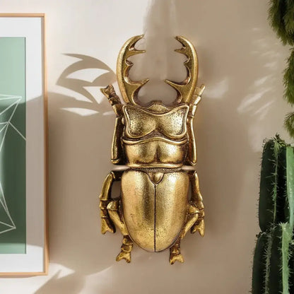 Intricate golden beetle resin handicrafts living room wall decor