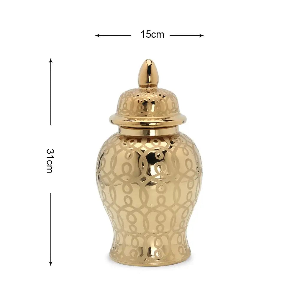 Intricate golden pattern porcelain jar vase living room decor