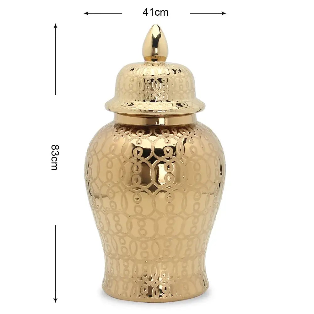 Intricate golden pattern porcelain jar vase living room decor