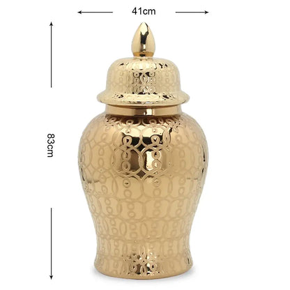 Intricate golden pattern porcelain jar vase living room decor