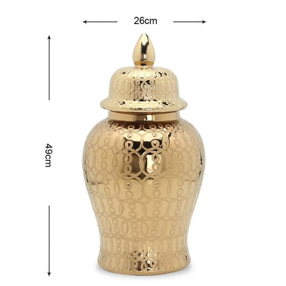 Intricate golden pattern porcelain jar vase living room decor