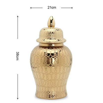 Intricate golden pattern porcelain jar vase living room decor