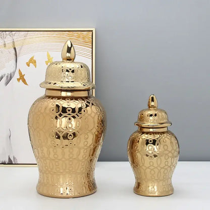 Intricate golden pattern porcelain jar vase living room decor
