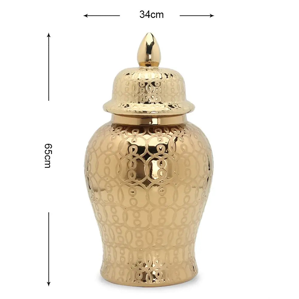 Intricate golden pattern porcelain jar vase living room decor