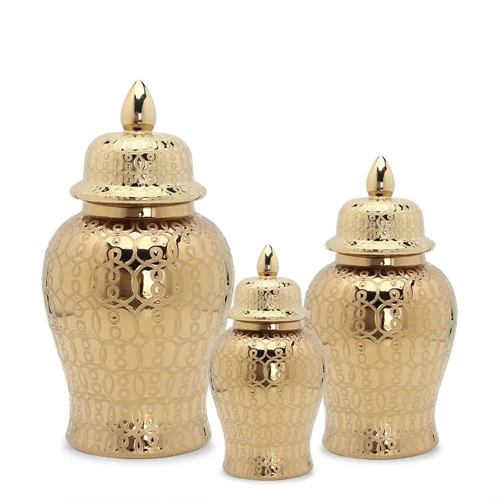 Intricate golden pattern porcelain jar vase living room decor
