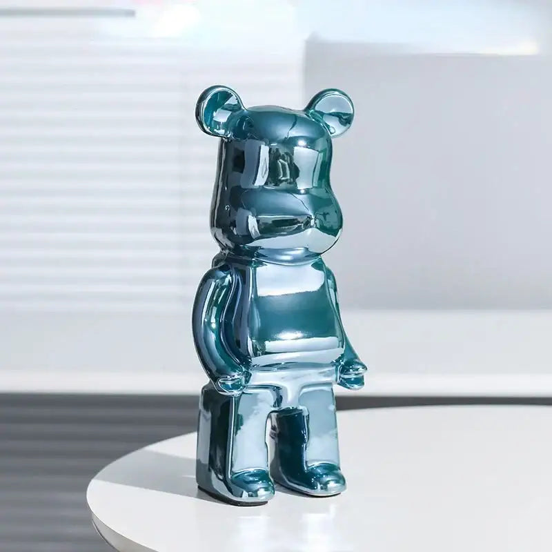 Iridescent bear cabinet sculpture decor piggy bank set living room
