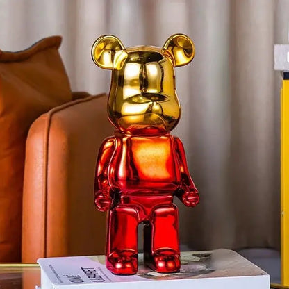 Iridescent bear cabinet sculpture decor piggy bank set living room