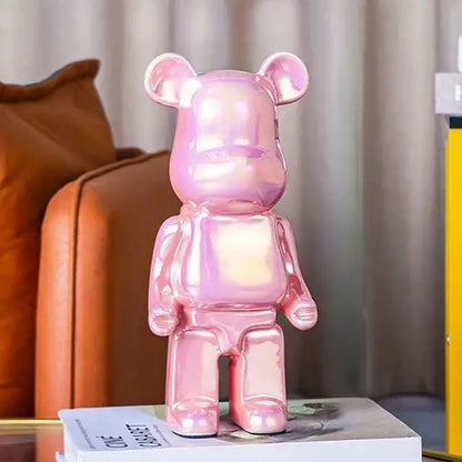 Iridescent bear cabinet sculpture decor piggy bank set living room