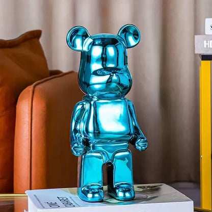 Iridescent bear cabinet sculpture decor piggy bank set living room