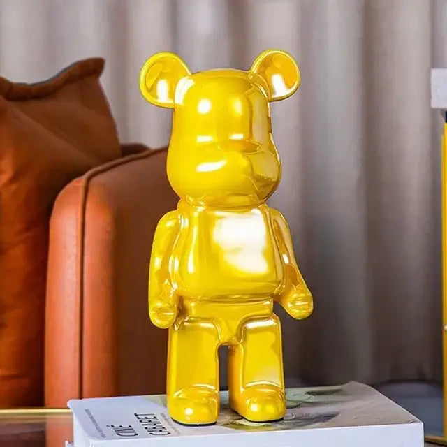 Iridescent bear cabinet sculpture decor piggy bank set living room