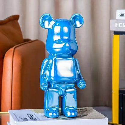 Iridescent bear cabinet sculpture decor piggy bank set living room