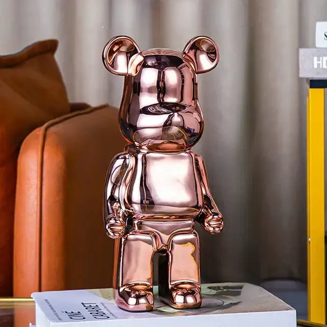 Iridescent bear cabinet sculpture decor piggy bank set living room