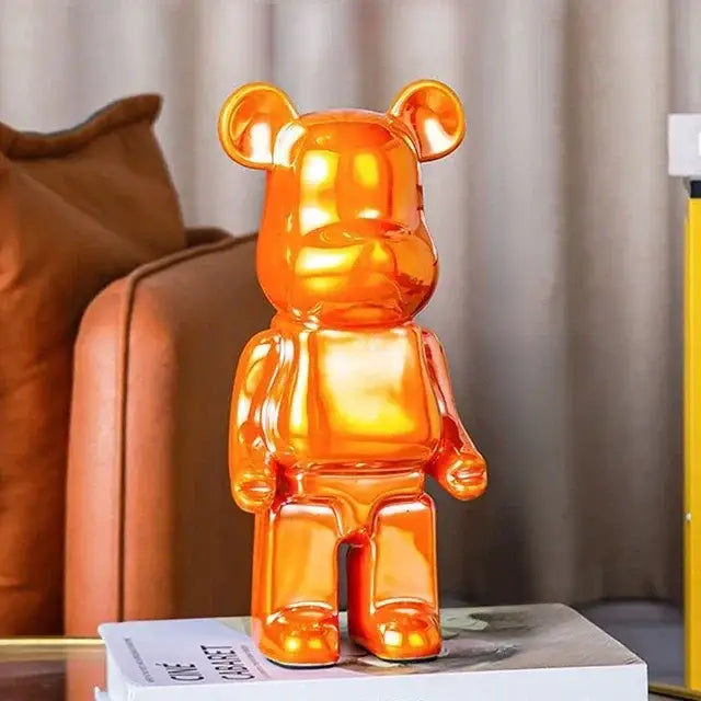 Iridescent bear cabinet sculpture decor piggy bank set living room