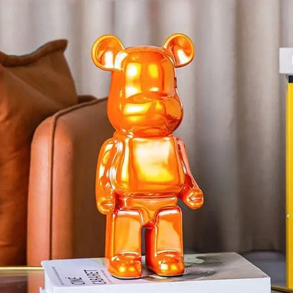 Iridescent bear cabinet sculpture decor piggy bank set living room
