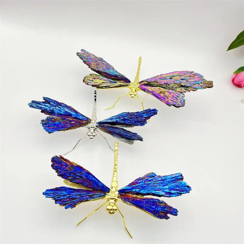 Iridescent blue & purple crystal dragonfly decorative figurines bedroom