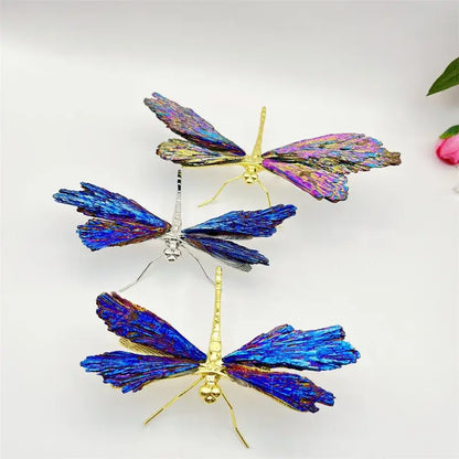 Iridescent blue & purple crystal dragonfly decorative figurines bedroom