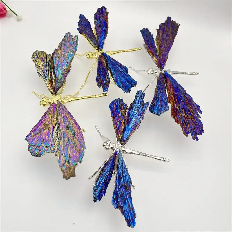 Iridescent blue & purple crystal dragonfly decorative figurines bedroom