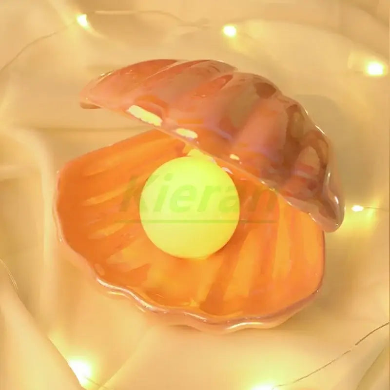 Iridescent ceramic shell pearl led night light for bedroom