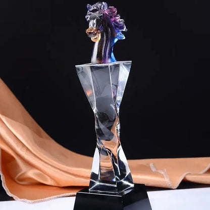 Iridescent crystal horse trophy living room decor figurine