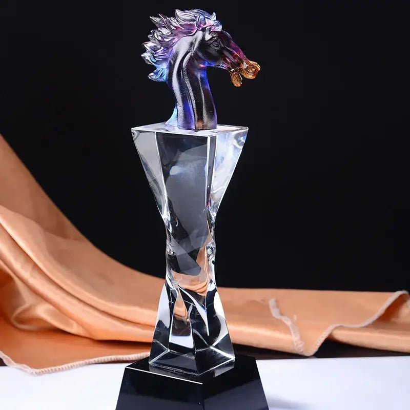 Iridescent crystal horse trophy living room decor figurine
