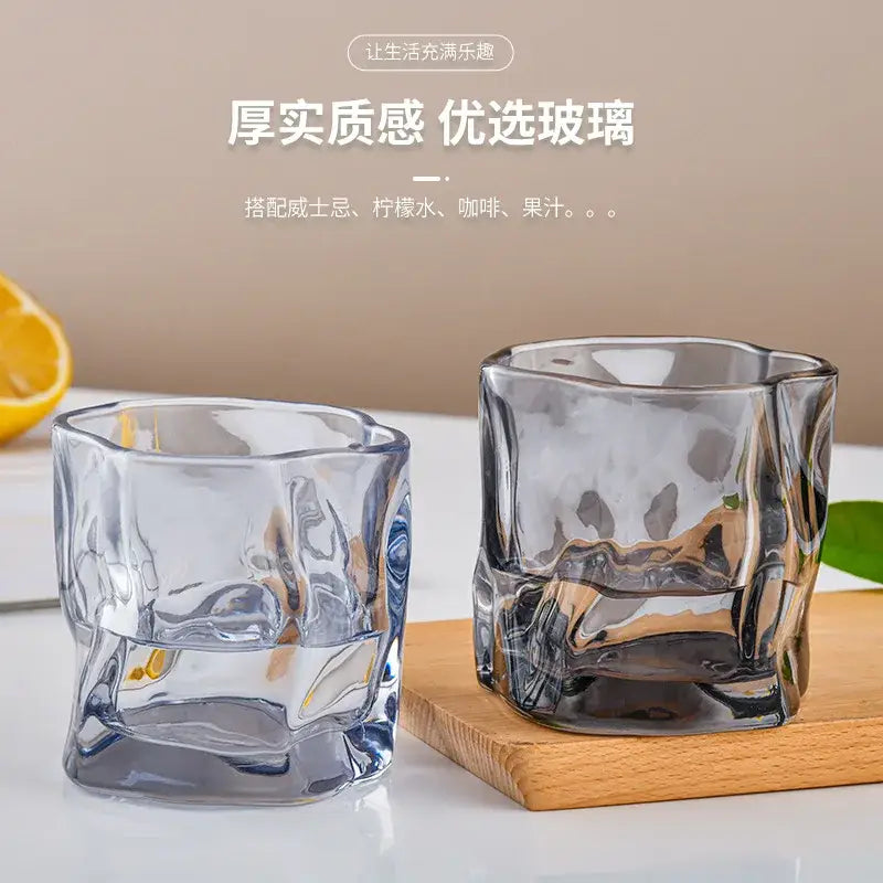 Iridescent floral iceberg glass cup set dining room textured tumbler