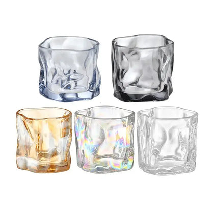Iridescent floral iceberg glass cup set dining room textured tumbler