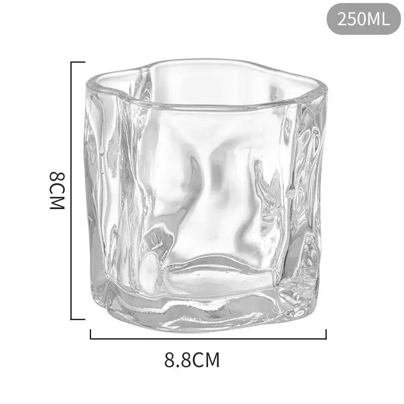 Iridescent floral iceberg glass cup set dining room textured tumbler
