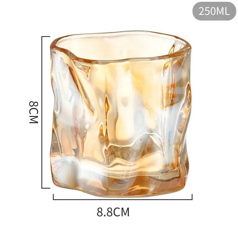 Iridescent floral iceberg glass cup set dining room textured tumbler