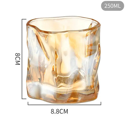 Iridescent floral iceberg glass cup set dining room textured tumbler