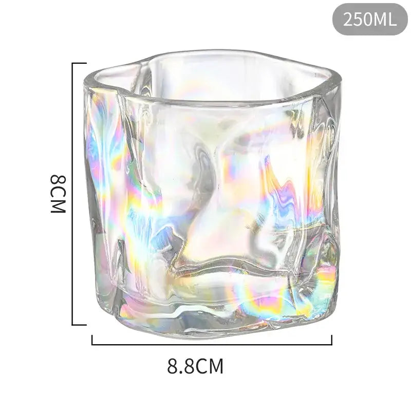 Iridescent floral iceberg glass cup set dining room textured tumbler