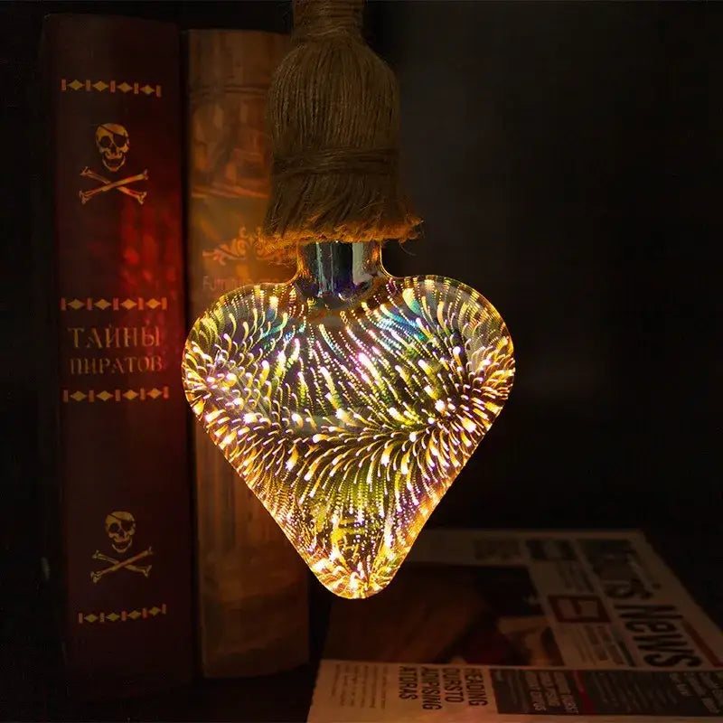 Iridescent geometric 3d fireworks led bulb bedroom star night light