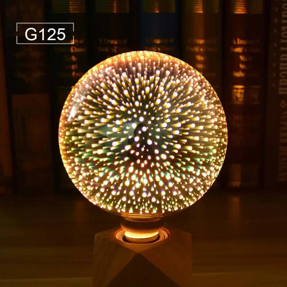 Iridescent geometric 3d fireworks led bulb bedroom star night light