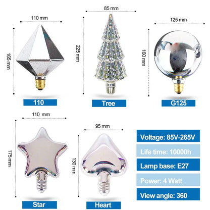 Iridescent geometric 3d fireworks led bulb bedroom star night light
