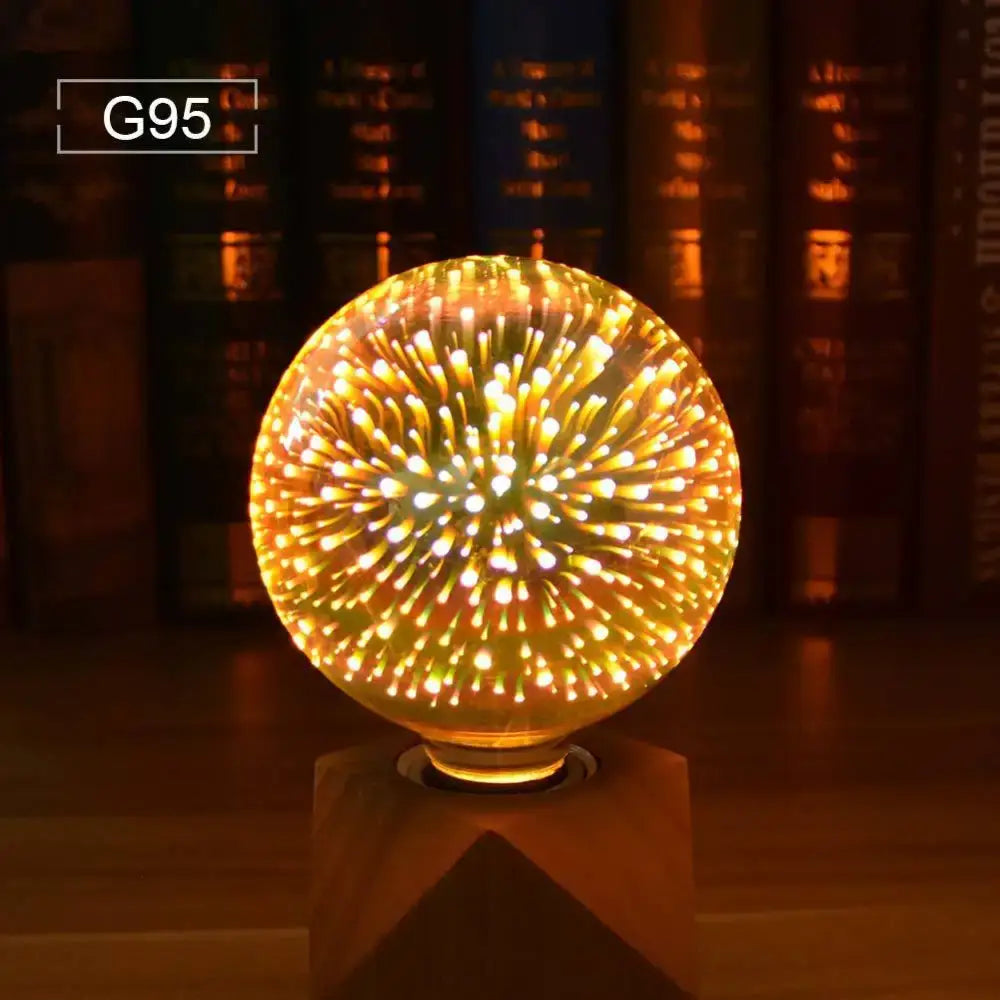 Iridescent geometric 3d fireworks led bulb bedroom star night light
