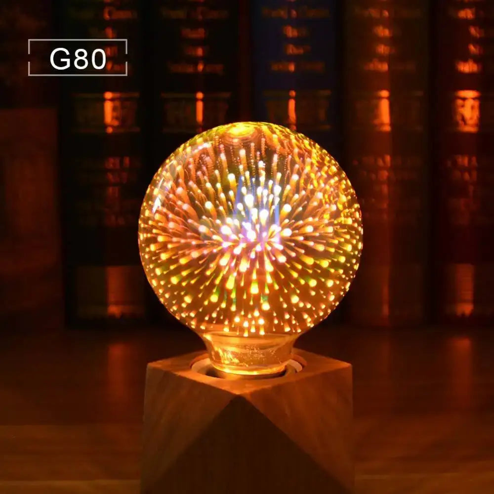 Iridescent geometric 3d fireworks led bulb bedroom star night light