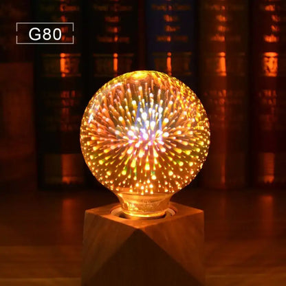 Iridescent geometric 3d fireworks led bulb bedroom star night light