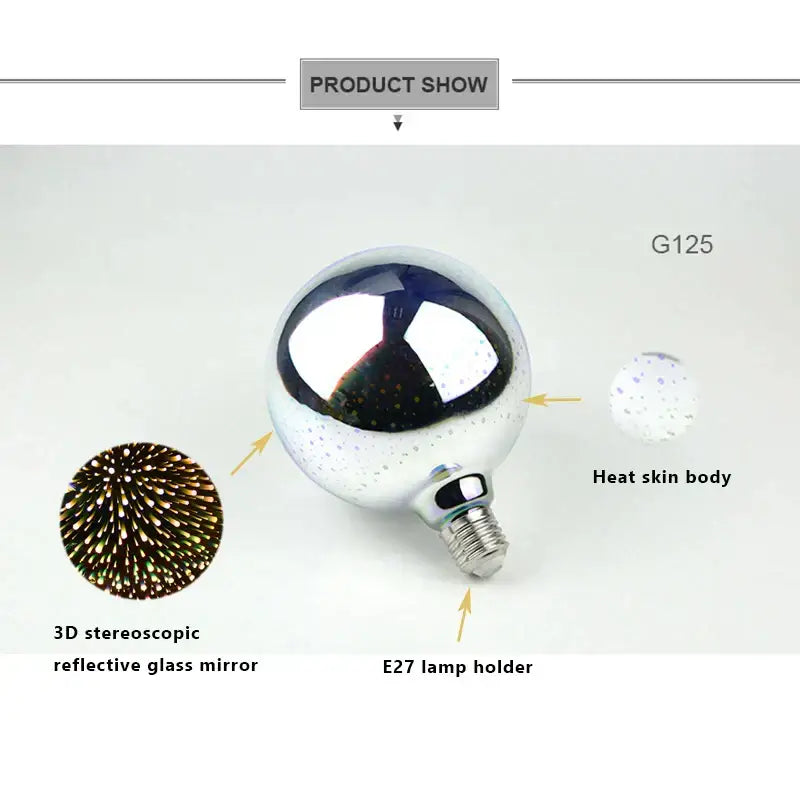 Iridescent geometric 3d fireworks led bulb bedroom star night light