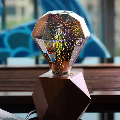 Iridescent geometric 3d fireworks led bulb bedroom star night light